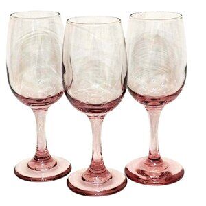 3 Libbey Blush Pink Wine Glasses 7" millennial pink romantic pastel 90s stemware